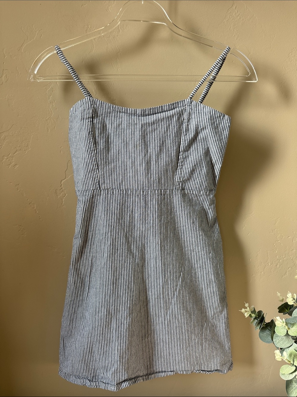 Brandy Melville Black & White Pinstripe Spaghetti Strap Mini Dress